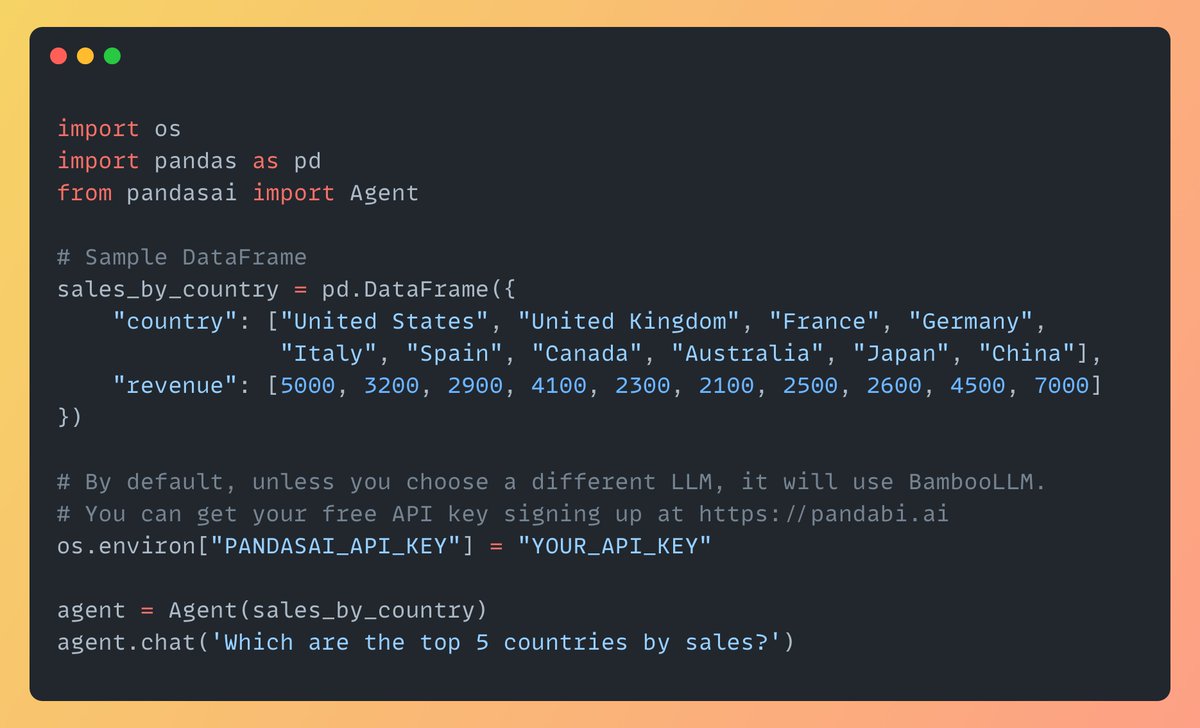Sumanth_077's tweet photo. Python library that adds Generative AI capabilities to Pandas!  

Introducing PandasAI: Analyze complex data frames and plot visualizations just by using natural language:

100% Open Source https://t.co/g83aeTaVeZ