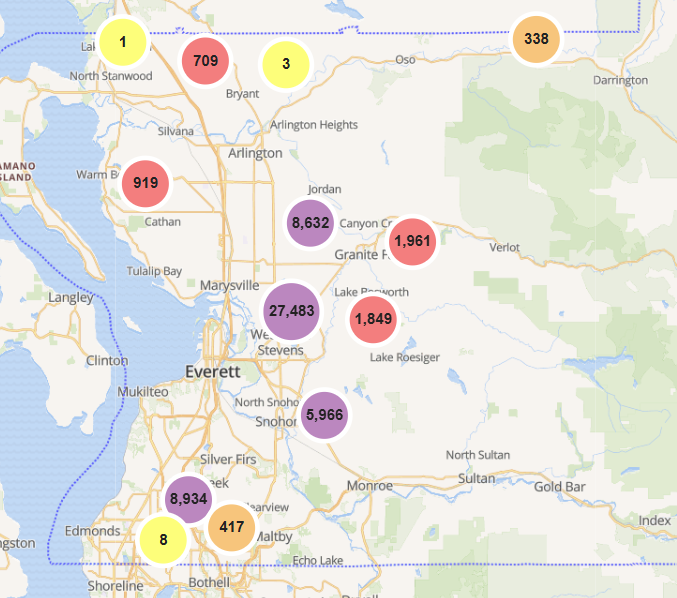 SnoCoScannerRep's tweet photo. POWER OUTAGE - Customers Currently Affected: 57,220 https://t.co/AL9Tlgpk98
