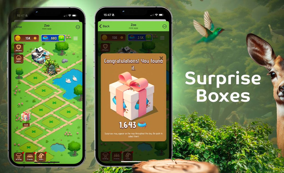 Zoo_Channel's tweet photo. Surprise Boxes

Frens! Many of you noticed the surprise boxes in the game today and made some great earnings!

Here’s a little secret we’d like to share.

Surprise boxes will appear in the game three times a day at different times.

They’ll only be available for a limited period — anywhere from 10 to 30 minutes — and the rewards will vary.

Stay alert and invite your friends to keep an eye out for the boxes together and share insider tips!

Stay sharp! 

SURPRIZE BOXES: https://t.co/ZNIx7XWrfZ