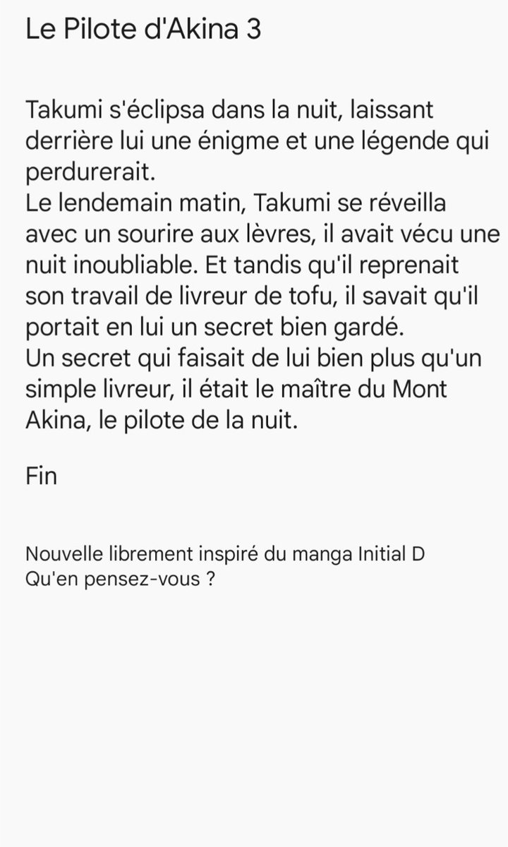 DJSeb17's tweet photo. Sur le Mont Akina, les moteurs vrombissent et l'adrénaline monte Un jeune livreur de tofu, Takumi Fujiwara, va révéler un talent caché au volant de sa vieille Toyota. Défi relevé, records battus, légende née #recit #courseautomobile #pilote #aventure #MontAkina https://t.co/cBEkG9OFQX