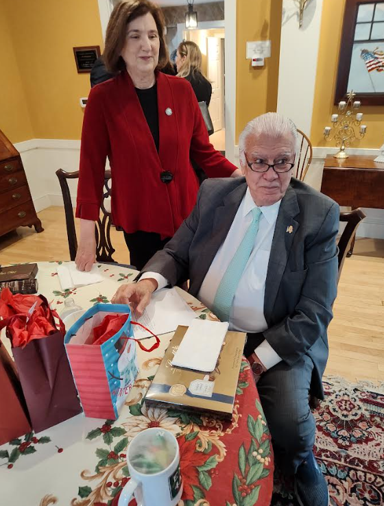 KlandriganUL's tweet photo. .@CindeWarmington, one outgoing councilor gives the other, Manchester Republican Ted Gatsas, a mug commemorating his devotion to pet project Exit 4-A. "As you take your exit, best of luck on your next foray." #nhpolitics https://t.co/sGd4oX89nu