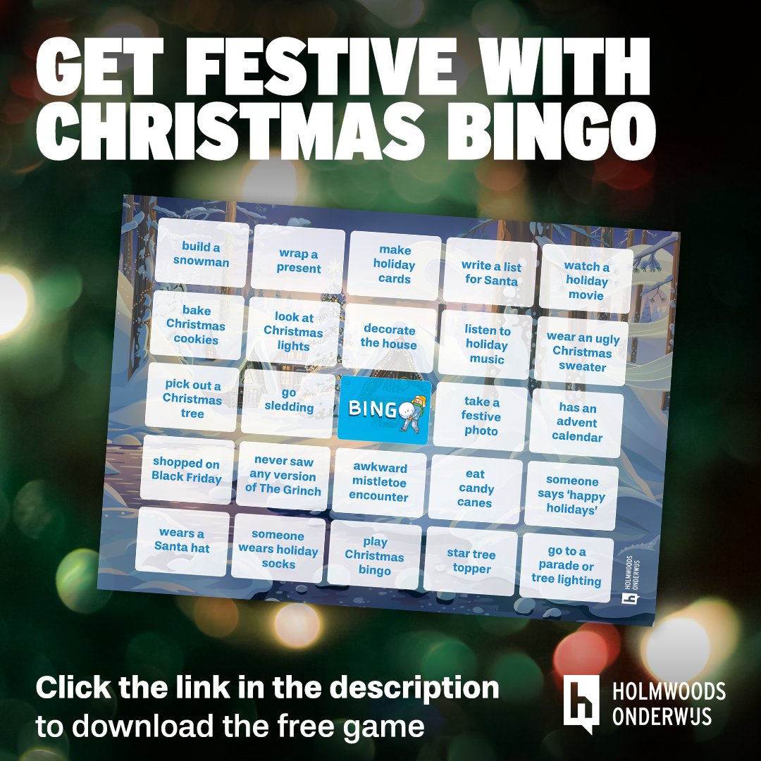 MethodeEngels's tweet photo. Sluit het jaar gezellig af met onze Kerstbingo! 🎄✨
Een leuke en leerzame manier om de feestdagen te vieren.

Download het spel gratis op onze website en speel het samen in de klas! 

Download nu en maak leren feestelijk! 🎉
https://t.co/sOPjvNsLIC 

#basisonderwijs #lerenisleuk https://t.co/wFKVELQBq8