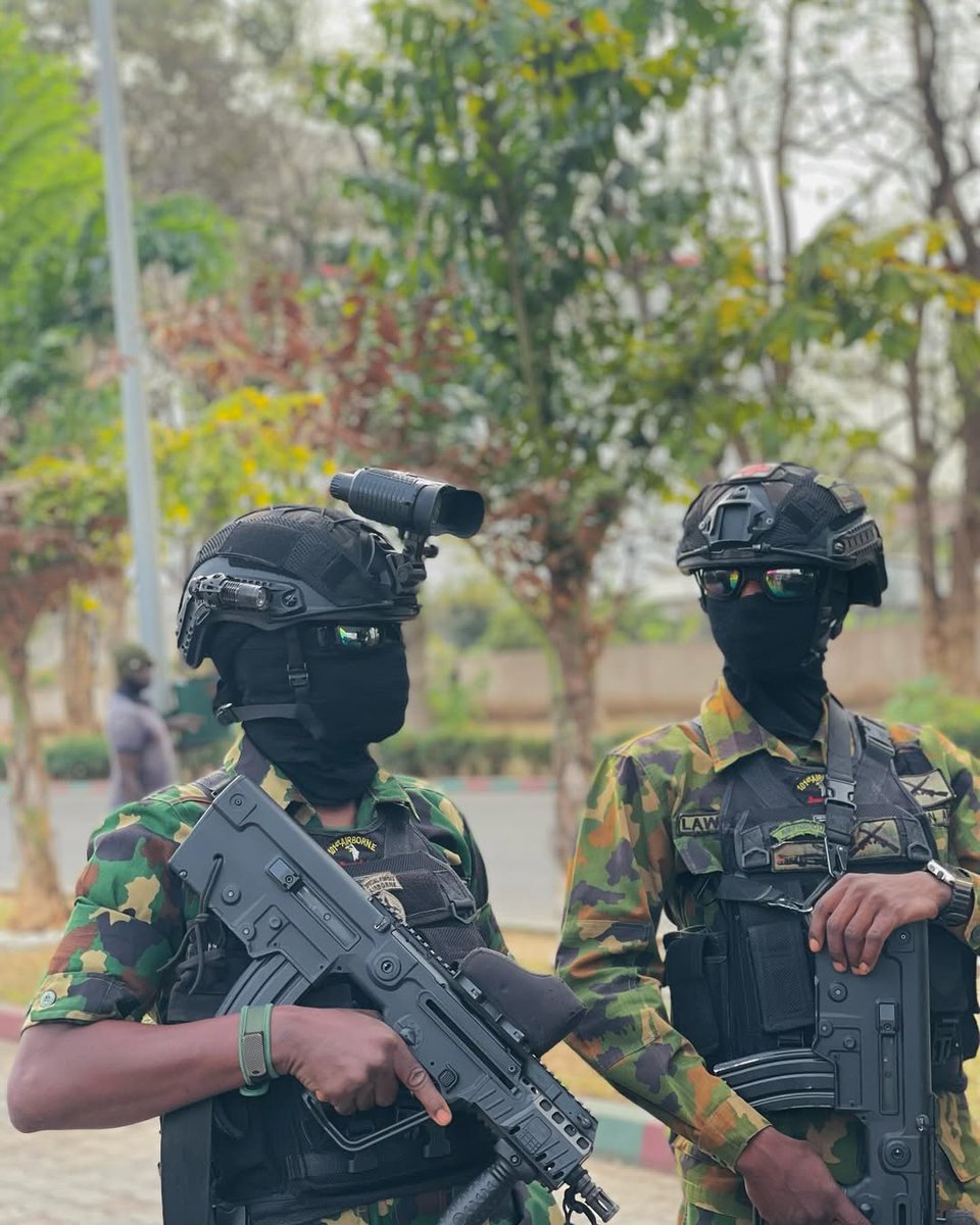 Nigeria soldiers with X95 variant of the Tavor and helmet mounted NVG