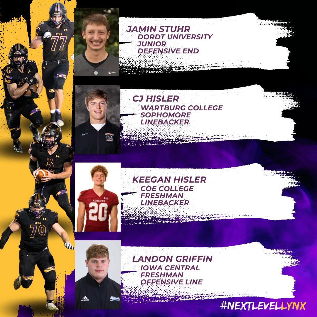 wclynxfootball's tweet photo. Good Luck to #NextLevelLynx Jaxon Cherry and the Iowa Western Reivers today as they play for the NJCAA National Championship! The game vs Hutchinson will be on ESPN+ at 7:30pm! 

Did you know WCFB has 4 other #NextLevelLynx that played this year?! https://t.co/kbqdUYKfI9