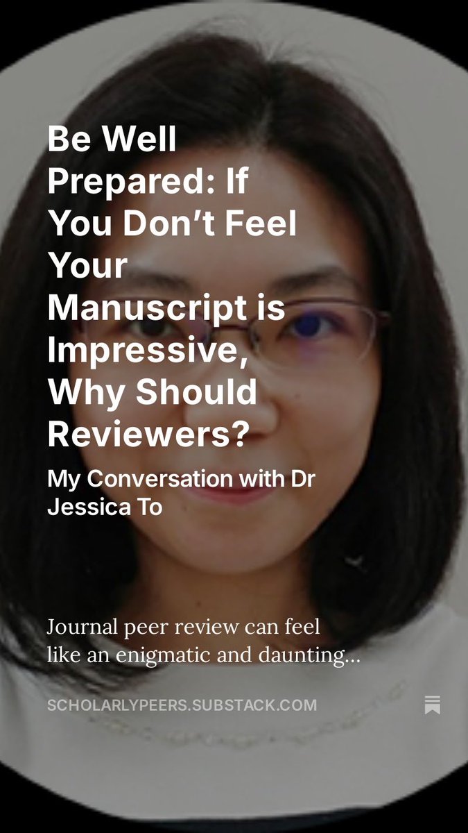 How to avoid submitting premature manuscripts to journals? 

Our convenor, <a href="/sinwangchong/">Sin-Wang Chong</a>, chatted with Dr Jessica To <a href="/hku_education/">Faculty of Education, HKU</a> about the role of pre-submission peer review feedback eg from critical friends. 

scholarlypeers.substack.com/p/be-well-prep…