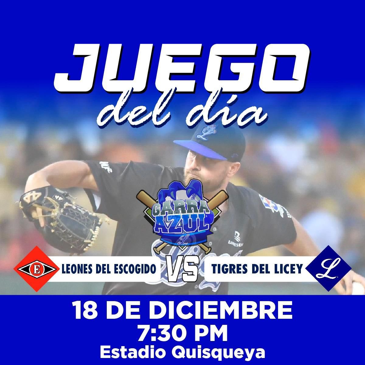 GarraAzulLicey's tweet photo. BUENOS DÍAS BICAMPEONES🏆🏆
Miércoles por la noche nuestros @tigresdellicey reciben la visita de los Leones del Escogido. 😎
Partido pautado para iniciar a las 7:30PM
#GarraAzul #LEvsTL #JuegoDelDíaLicey #LosDueñosDeLasGradas https://t.co/kBhU2Qcmj8
