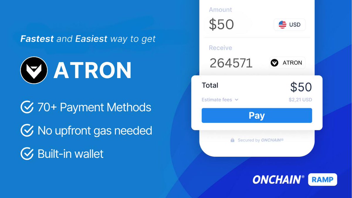 ATRON (@atronprotocol) on Twitter photo 🚨 Great News! $ATRON is on the early-access waitlist for ONCHAIN® Ramp by <a href="/OnchainEU/">ONCHAIN® Labs</a>!
✅ 70+ payment methods
✅ Embedded Wallet (no setup)
✅ Gas-free fiat-to-token buying
Help us secure early access! Like & RT to show your support on 🚀👇
x.com/OnchainEU/stat… 🚨 Great News! $ATRON is on the early-access waitlist for ONCHAIN® Ramp by <a href="/OnchainEU/">ONCHAIN® Labs</a>!
✅ 70+ payment methods
✅ Embedded Wallet (no setup)
✅ Gas-free fiat-to-token buying
Help us secure early access! Like & RT to show your support on 🚀👇
x.com/OnchainEU/stat…