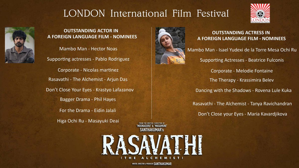 Santhakumar_Dir's tweet image. RASAVTHI team steps into the LONDON International Film festival competing world wide under the categories of…
#Rasavathi @iam_arjundas @actortanya @actorramya @GMSundar_ @MusicThaman @EditorSabu @SPremChandra1 @minu_jayebal @dancersatz @YugabhaarathiYb @iam_rishikanth…