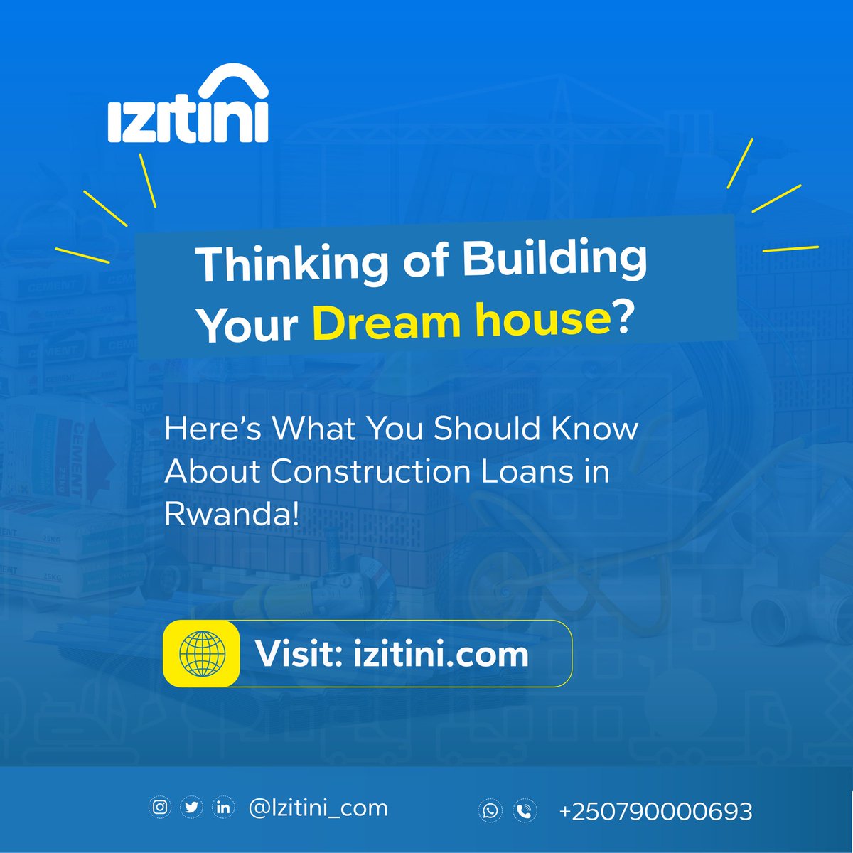 Izitini_com's tweet photo. Are you thinking about building in Rwanda?

We’ve put together the top loan facilities for the construction sector to help you get started. Go through all the slides to learn how construction loans work in Rwanda🤩

#BuildSmart #ConstructionLoansRwanda #Izitini https://t.co/F9C2LqhetR