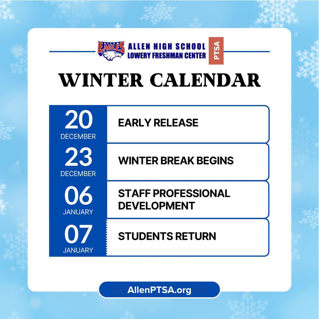 AllenPTSA's tweet image. Dates to remember! 📷📷