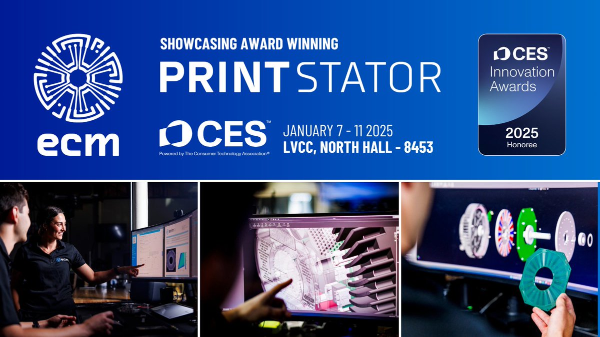 pcbstator's tweet image. Team #ECM will be at @CES 2025 showcasing advancements in #PCBStator Technology and our award-winning #PrintStator #MotorCAD platform. Plus, we’re unveiling an exciting new commercial partnership announcement!
📍 Visit us at Booth 8453, North Hall, January 7–11. #CES2025