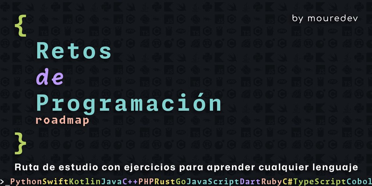 MoureDev's tweet image. Este es mi curso de lógica de programación desde cero.

📚 50 ejercicios
▶️ 40 horas en vídeo
📝 Válido para todos los lenguajes
💻 Con correcciones
⭐️ +5K stars en GitHub
🆓 100% gratis

→ github.com/mouredev/roadm…