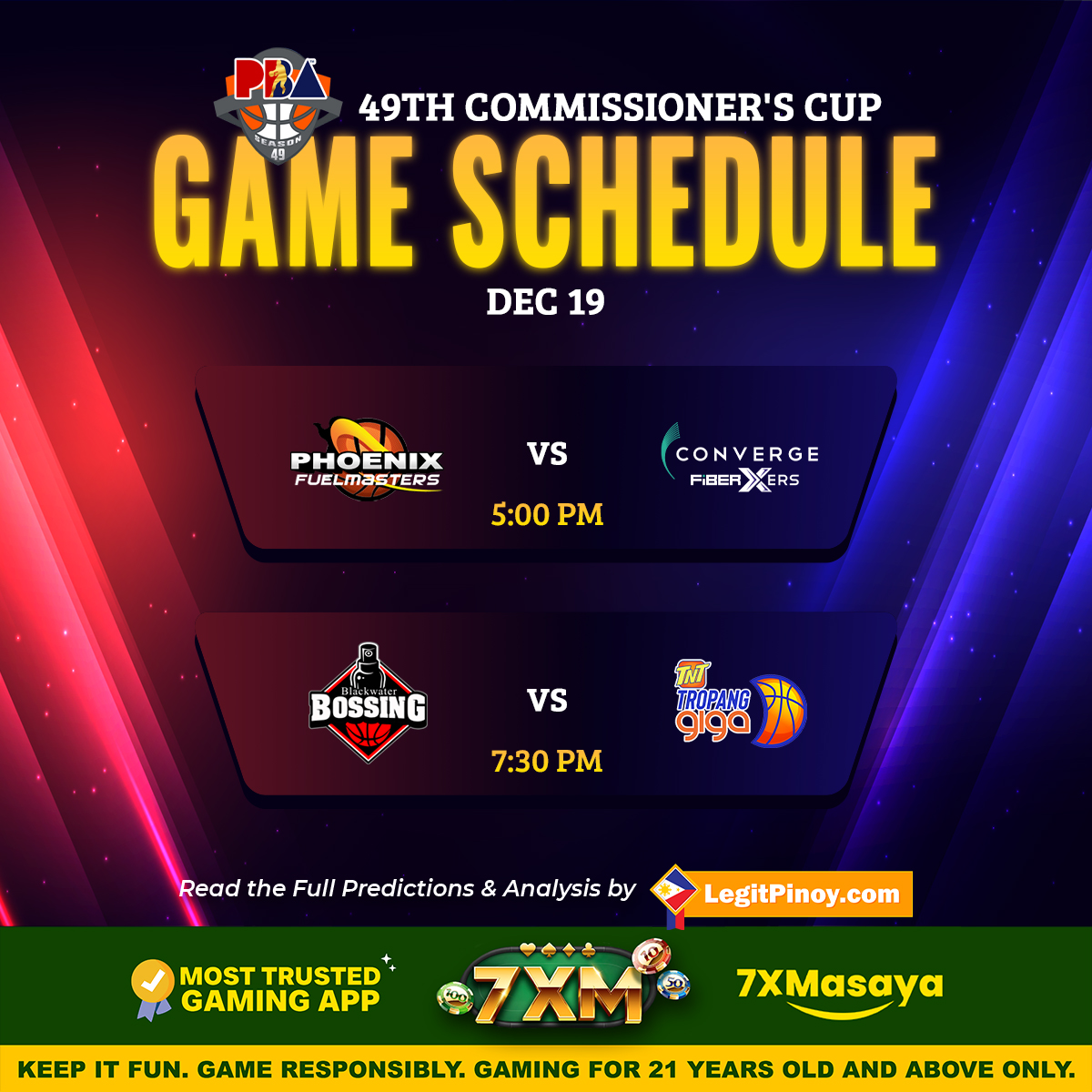 Andrei14345's tweet photo. 🎉 Get Ready for an Action-Packed Game Day! 🎉
🏀 PBA Commissioner’s Cup: Thrills Await on December 19!🔥

#pba #basketball #phoenixfuelmasters #convergefiberxers #blackwaterbossing #tnttropanggiga #game #games #playbasketball 

Click &amp; BET: 👉 https://t.co/Th6OoMhCEn https://t.co/Gbt8cdnGgr