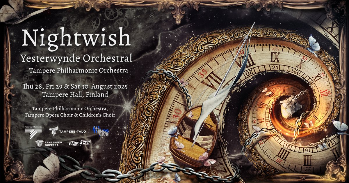 EXTRA CONCERT for Saturday, August 30, 2025!
Due to high demand, we’ve just released a third Nightwish Yesterwynde Orchestral concert for Saturday, August 30, 2025. Ticket sales start tomorrow on Friday, December 20, at 9 AM (Finnish time) : tampere-talo.fi/en/events/nigh…