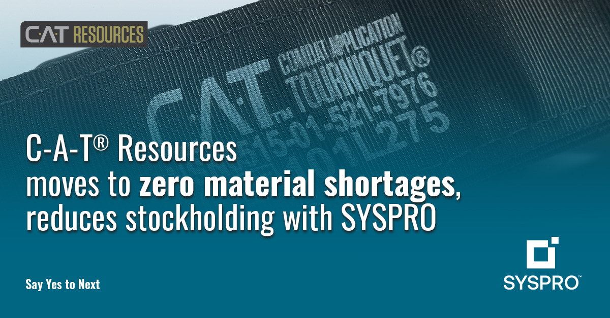C-A-T Resources, a leader in #CombatTourniquets, turned to SYSPRO for agility in diverse #manufacturing. Results? 
✔️300% production spikes met effortlessly
✔️Precise inventory control
✔️Detailed operator performance insights
👉: hubs.ly/Q02_lRbH0 |  #MedDevice