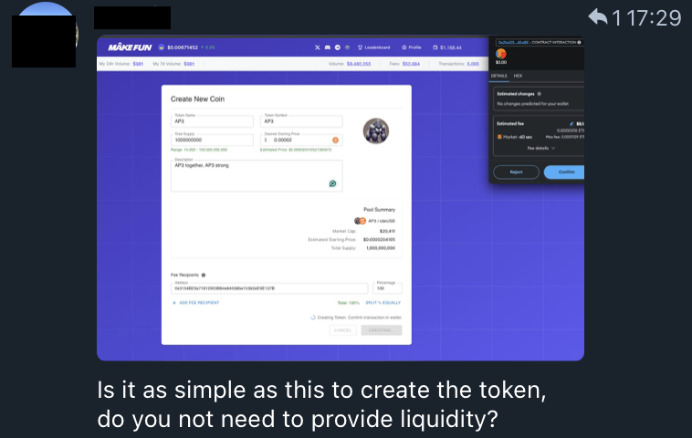 MakeFunBase's tweet photo. Token creation so easy on https://t.co/rHK5sAqJq8 that even the creators are asking: "Do I really not need to add liquidity?"

Yes, it's that simple. Unruggable liquidity, at virtually no cost.

The beauty of $cdxUSD and @MakeFunBase.

Join the community: https://t.co/osYZU7ALMZ
Start making fun: https://t.co/CmewR5DjhK