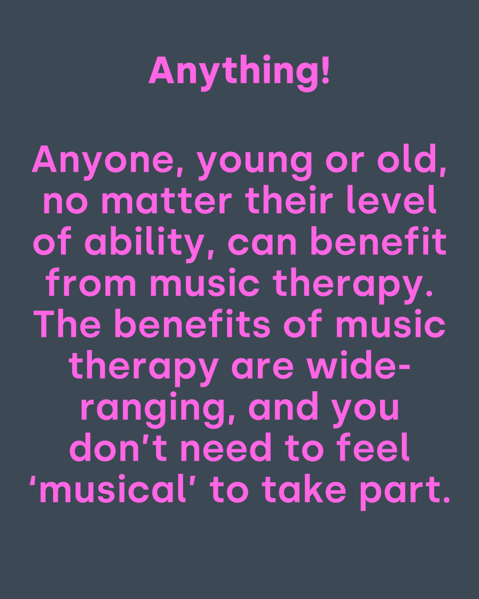 A common question that we get asked is "What is music therapy used for?" The answer is: everything! 

Anyone, regardless of their ability, their condition, or their life circumstances can benefit from music therapy.