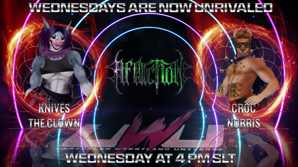 Join us tonight for our Christmas edition of UWU #Affliction 

Bring eggnog and Christmas cheer to our little brand of hell in the lust ring.

First match we have the Bogan Supreme Croc Norris faces off against Knives The Clown.