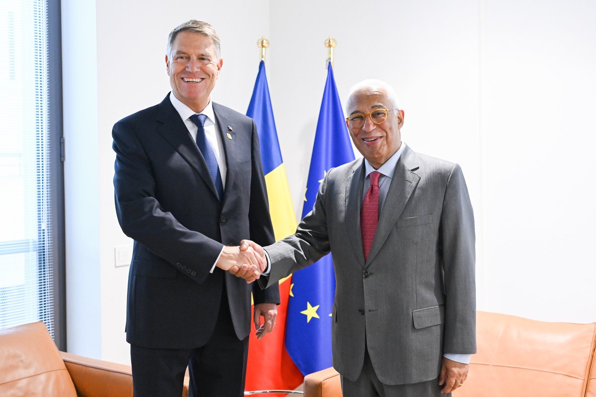 Klaus Iohannis (@klausiohannis) on Twitter photo Comprehensive exchange of views with António Costa, the new <a href="/eucopresident/">António Costa</a>, ahead of the #EUCO. We tackled EU priorities during the new institutional cycle&the solutions we envisage to the major challenges. RO🇷🇴 will continue to support a united&cohesive EU, defending democracy. Comprehensive exchange of views with António Costa, the new <a href="/eucopresident/">António Costa</a>, ahead of the #EUCO. We tackled EU priorities during the new institutional cycle&the solutions we envisage to the major challenges. RO🇷🇴 will continue to support a united&cohesive EU, defending democracy.