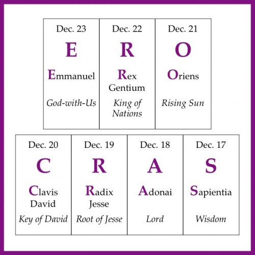 Fr_JosephCR's tweet photo. #OAntiphons of #Advent (inspired O Come, O Come Emmanuel) are fascinating!  Take the first letter of the Latin words and read them backward, they spell “ERO CRAS,” Latin meaning: “I will be present tomorrow.” It is all about the presence of Jesus!
#NPSCFaith https://t.co/RwusEH0hqJ