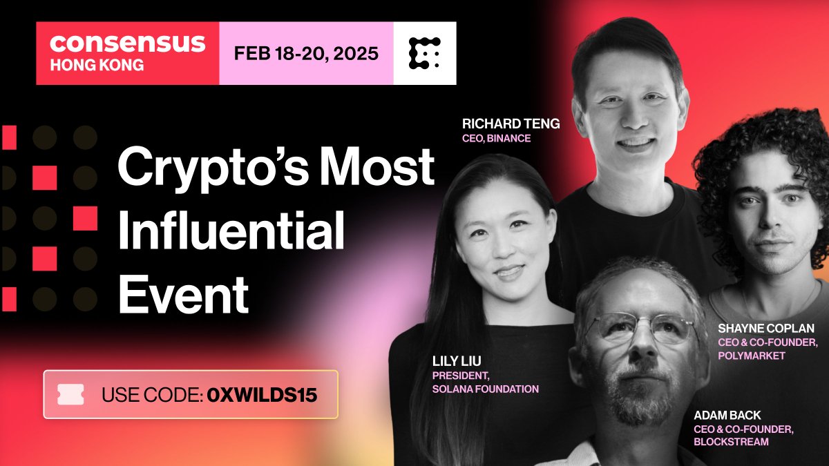 0xWilds (@0xwilds) on Twitter photo 🤝18-20 Şubat 2025 Consensus | Hong Kong ile partnerliğimizi heyecanla duyuruyoruz! <a href="/consensus_hk/">Consensus Hong Kong</a>
Bu dev etkinlik için topluluğumuza özel fırsattan yararlanın:
👇 Bağlantı üzerinden biletinizi sepete ekleyin
go.coindesk.com/0xwilds
✅ Ödeme esnasında 0XWILDS15 kodunu girin. 🤝18-20 Şubat 2025 Consensus | Hong Kong ile partnerliğimizi heyecanla duyuruyoruz! <a href="/consensus_hk/">Consensus Hong Kong</a>
Bu dev etkinlik için topluluğumuza özel fırsattan yararlanın:
👇 Bağlantı üzerinden biletinizi sepete ekleyin
go.coindesk.com/0xwilds
✅ Ödeme esnasında 0XWILDS15 kodunu girin.