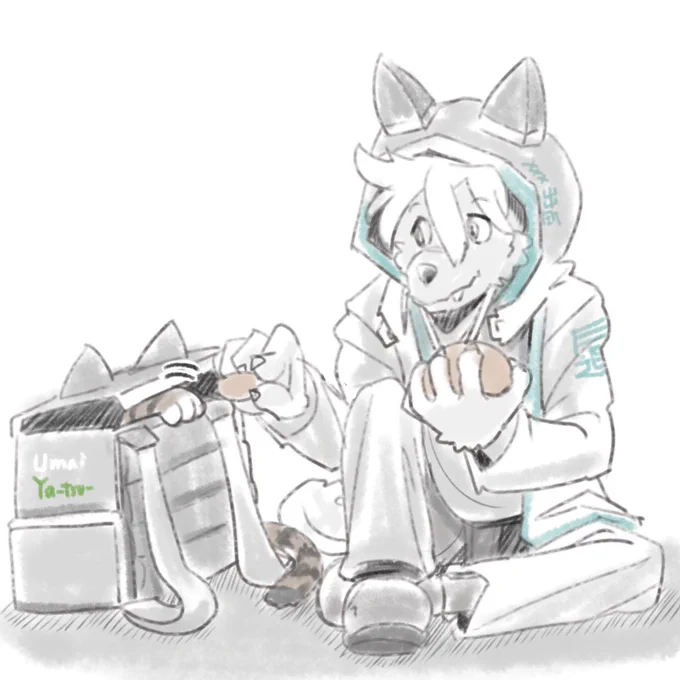寝る前の落描きダブチ食べるヤーツくん年末新情報あるといいな#irodori 