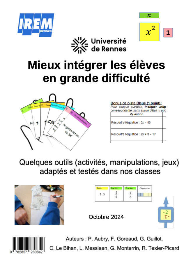 erwandemezet's tweet photo. ➡️Ce fascicule a été rédigé par le groupe de recherche formation : « Quelles #mathématiques pour les élèves en grande difficulté ? », suite au travail de recherche effectué à l’#IREM de Rennes sur la période 2021 – 2024 
https://t.co/aG1Bvyjn1k https://t.co/IeVkQAvlDg