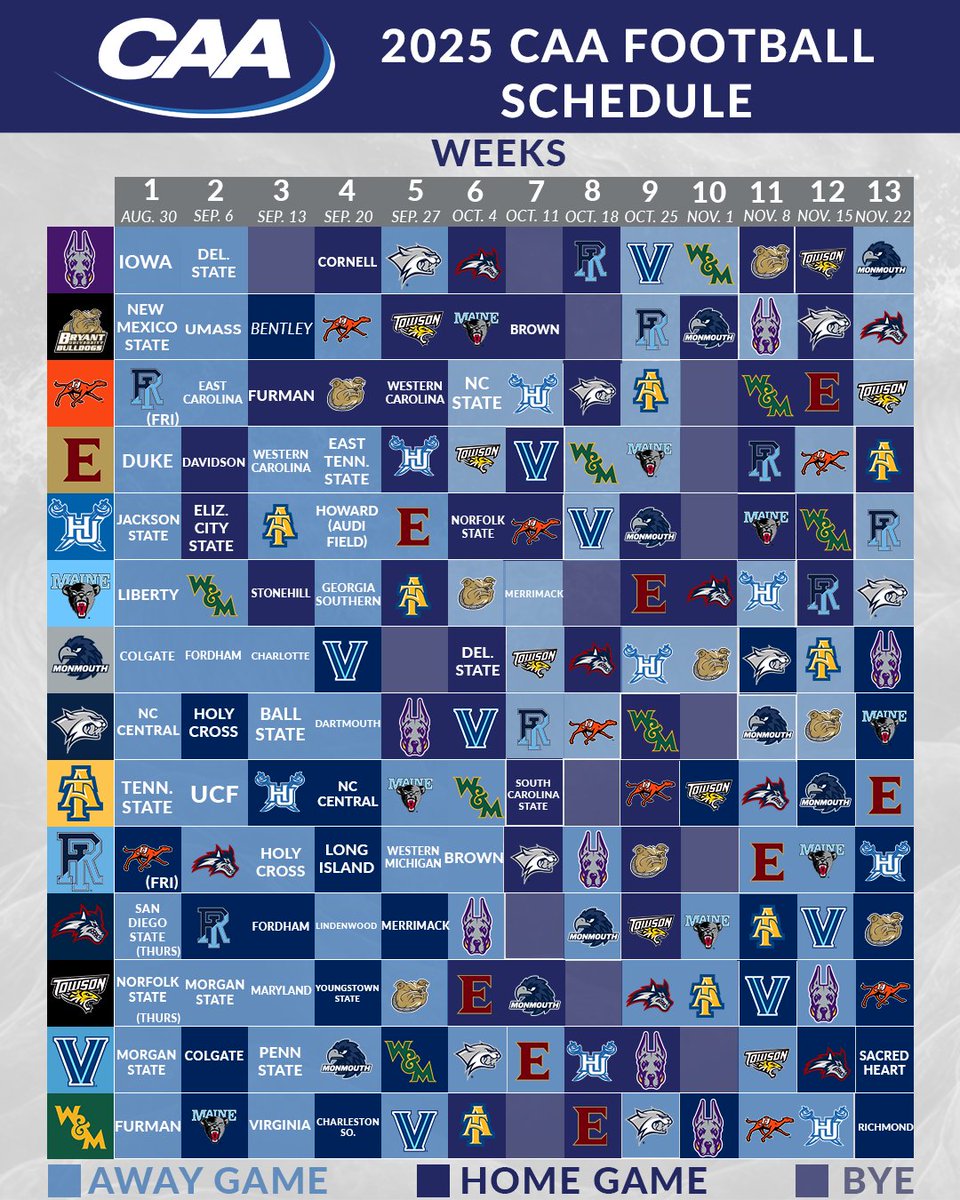 CAAFootball's tweet photo. Here it is ⬇️

The 2025 #CAAFB schedule‼️

➡️ https://t.co/WzwvEOfKZq https://t.co/NuqPm3d6wp