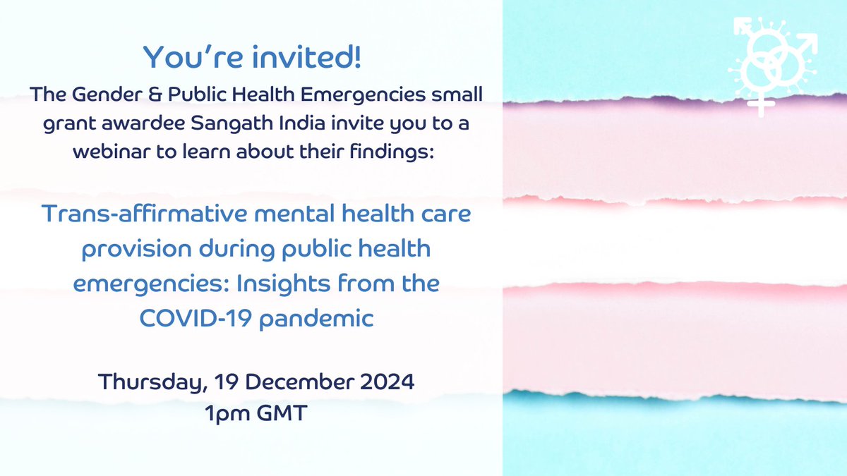 Join <a href="/SangathIndia/">Sangath</a> for a fascinating webinar on trans-affirmative mental health provision. Sign up here: zoom.us/meeting/regist…