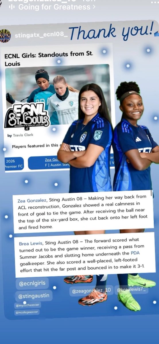 Thank you for the shoutout‼️ <a href="/ImCollegeSoccer/">College Soccer Truth ™</a> <a href="/ImYouthSoccer/">ECNL/GA/Recruiting/College Soccer</a> @stingatx_2008 <a href="/sting_austin/">Sting Austin</a>