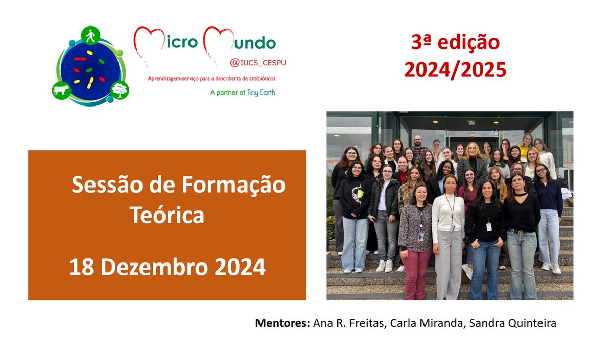 MicroMundo_IUCS's tweet image. 🎉We started the theoretical training of our incredible MicriTAs, taking the 1st step towards a new learning cycle.
We will continue next year with laboratory training preparing the activities for school students.
Happy Holidays! 🎅
@Cespu_Ensino @TOXRUNIUCS @UCIBIO_Research