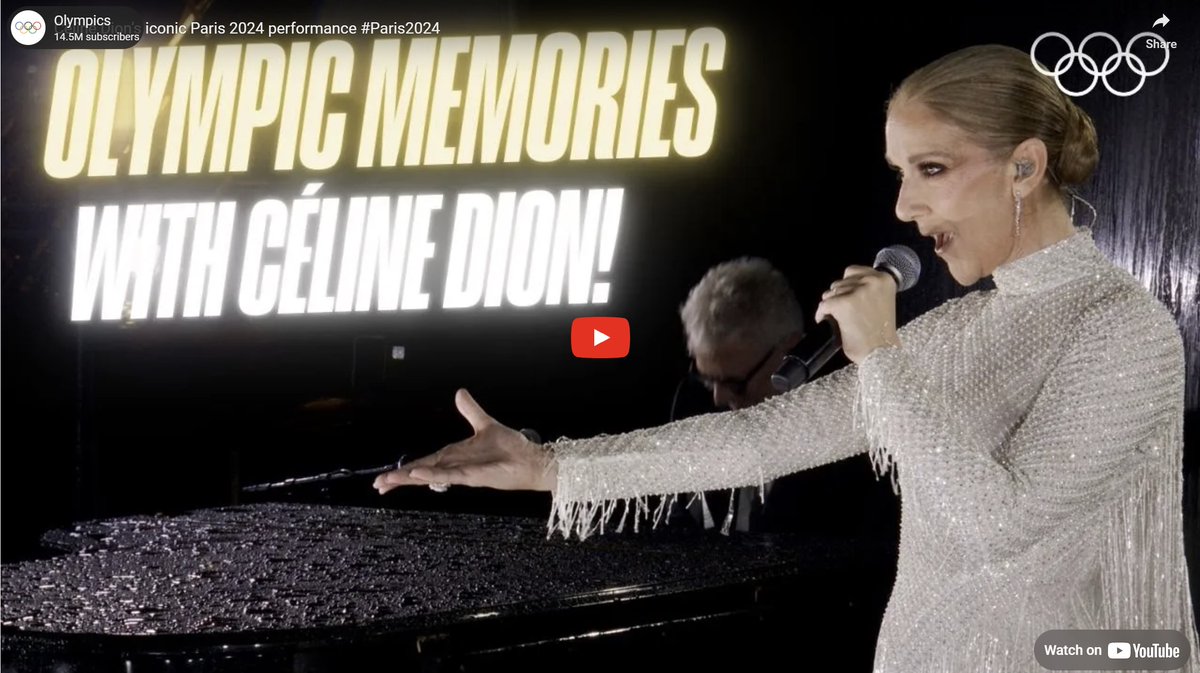 Christian Klaue (@chklaue) on Twitter photo It makes you cry❣️
A moving new music video has been released to accompany <a href="/celinedion/">Celine Dion</a>’s iconic live performance of “Hymne à l'amour” from the Opening Ceremony of the Olympic Games Paris 2024. It is one of the Games’ most unforgettable moments.
youtube.com/watch?v=XMnoqK… It makes you cry❣️
A moving new music video has been released to accompany <a href="/celinedion/">Celine Dion</a>’s iconic live performance of “Hymne à l'amour” from the Opening Ceremony of the Olympic Games Paris 2024. It is one of the Games’ most unforgettable moments.
youtube.com/watch?v=XMnoqK…