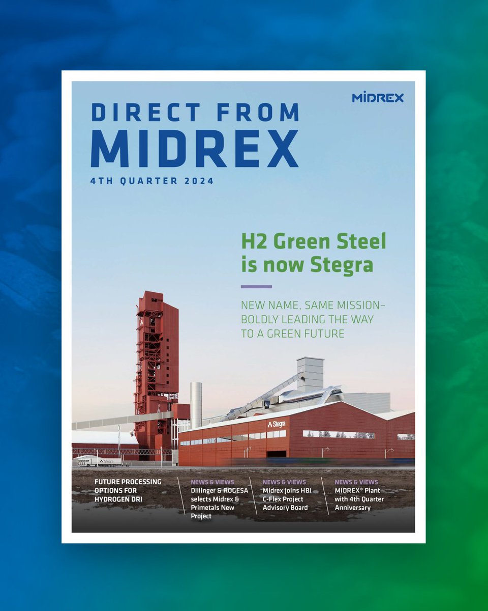 MidrexDRI's tweet photo. The Q4 2024 edition of #DirectFromMidrex is now live; this edition covers future processing options for Hydrogen DRI &amp; decarbonization news from the journey toward a greener steel industry: https://t.co/VL0GELvz7R #SteelIndustry #Innovation #Sustainability #Midrex #GreenSteel https://t.co/1quMAZoA7P