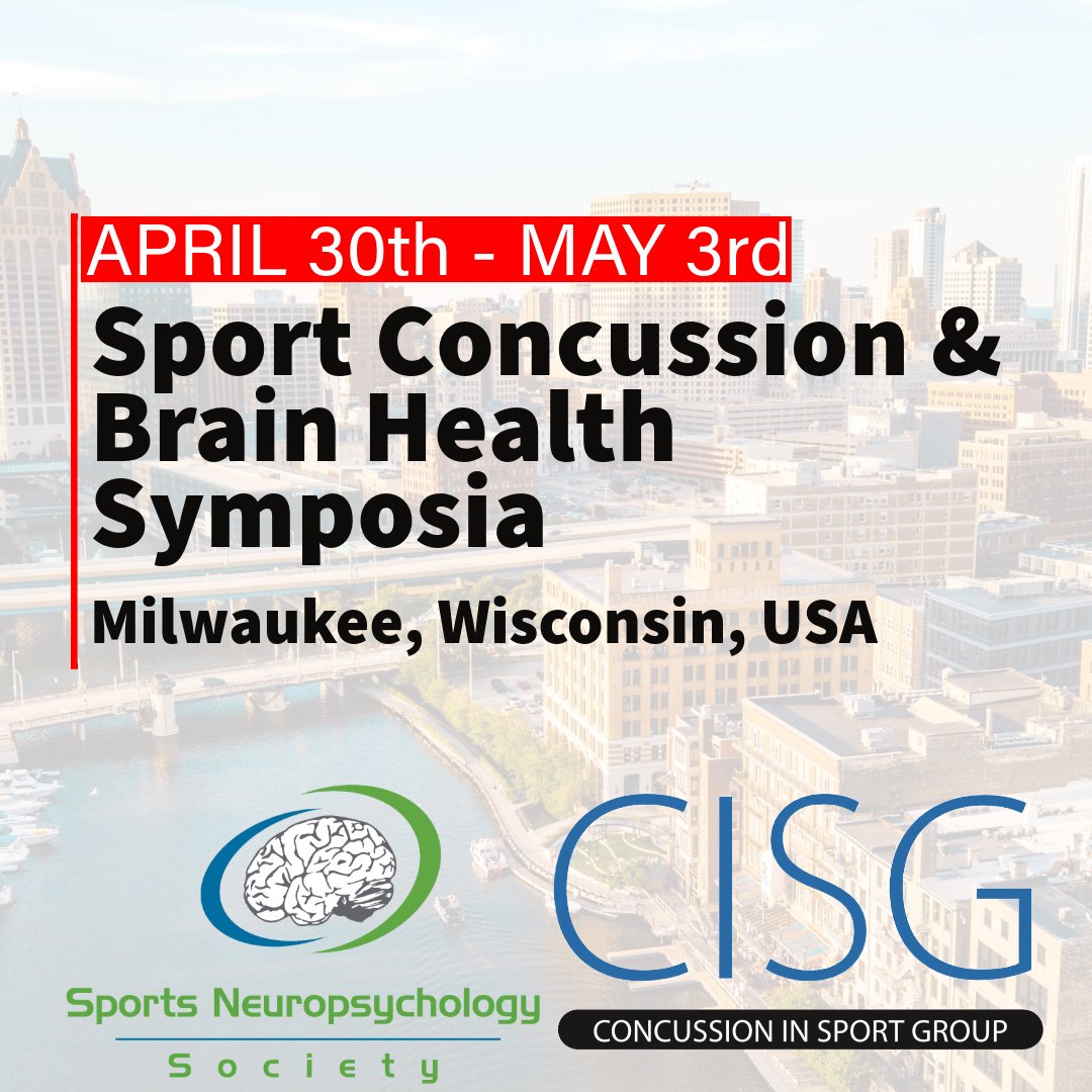 Concussion in Sport Group (@concussion_isg) on Twitter photo Come join CISG and <a href="/SportsNeuroSoc/">Sports Neuro Society</a> in Milwaukee for 4 great days of programming around clinical advances and research in brain injury and brain health.
Visit concussioninsportgroup.com/symposium/ to learn more and submit an abstract by Jan. 31st! Come join CISG and <a href="/SportsNeuroSoc/">Sports Neuro Society</a> in Milwaukee for 4 great days of programming around clinical advances and research in brain injury and brain health.
Visit concussioninsportgroup.com/symposium/ to learn more and submit an abstract by Jan. 31st!