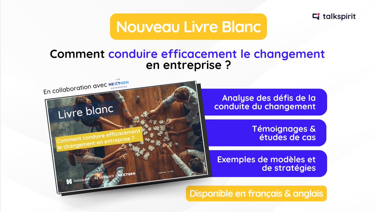 💡 50 % des projets de changement échouent. Pourquoi ?

Parce que la dimension humaine, pourtant essentielle, est souvent mise de côté. Découvrez comment surmonter ce défi avec notre nouveau livre blanc, en collaboration avec <a href="/TheNextGenEnte2/">NextGen</a> : eu1.hubs.ly/H0fv5xH0