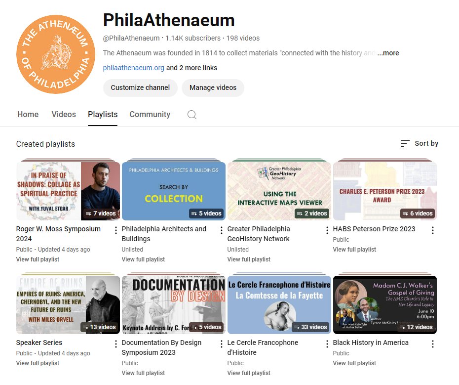 Missed a lecture, or want to relive the experience? Click to our YouTube channel to see what's newly uploaded, or what you might have missed before. Lectures from architects, writers, artists... there's plenty to discover! youtube.com/PhilaAthenaeum