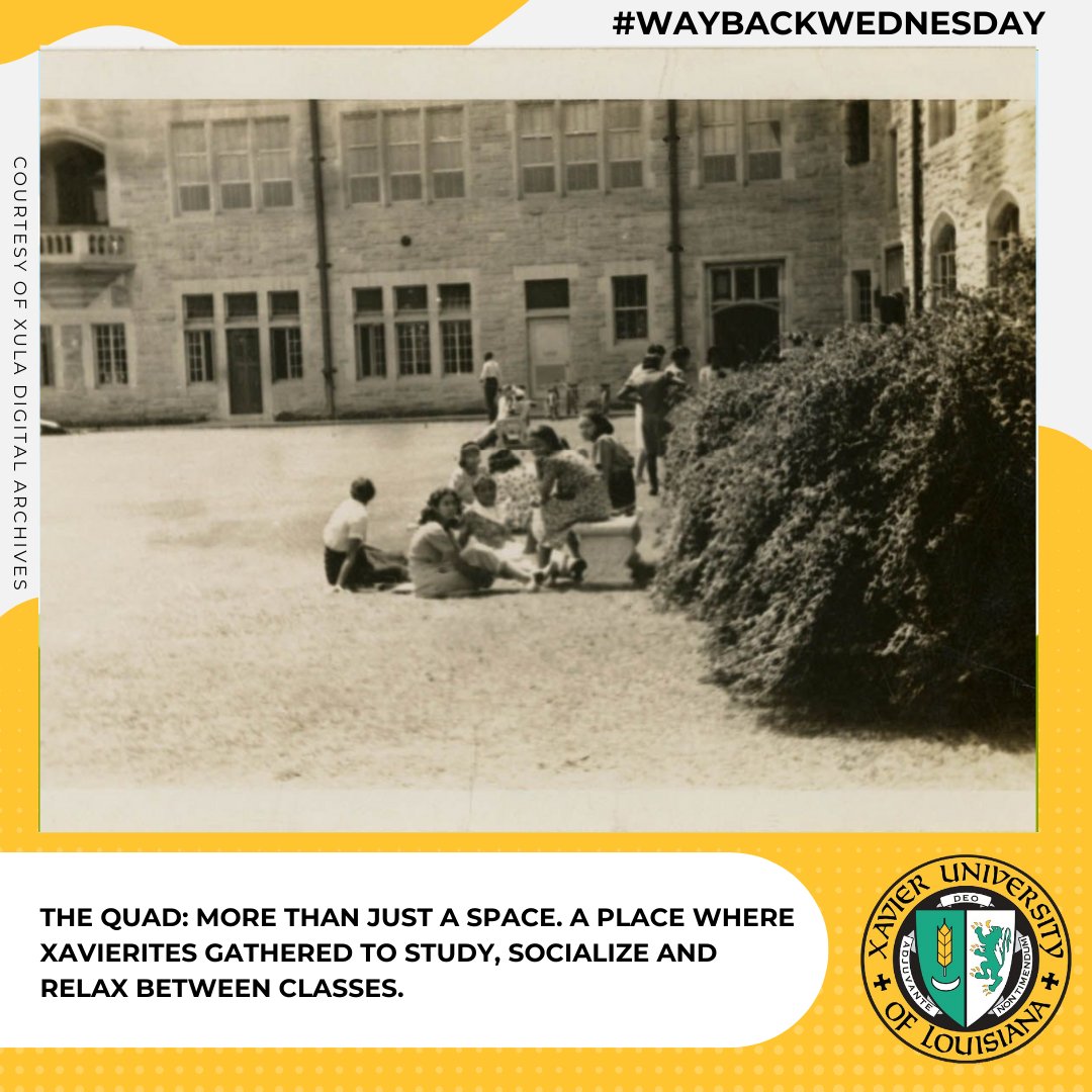 XULAalumni's tweet photo. Today's #WaybackWednesday takes us back to when Xavierites gathered on the quad, the original hub of campus life before the "yard."
Share your favorite quad memories in the comments! ⏳
#XULA1925 #XavierArchives #XULAAlumni #Roadto25 https://t.co/rAflfkPMR0