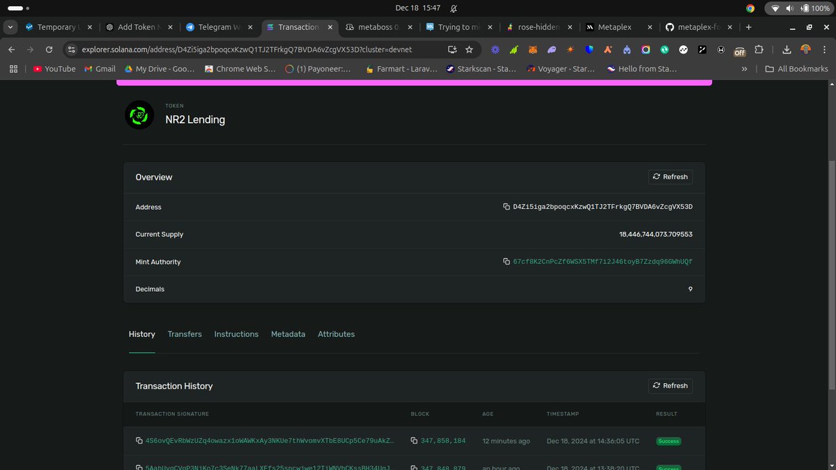 0xAdeoluwa's tweet photo. Finally took the leap and created SPL Token standard on the #Solana blockchain using just the official docs! 🙌

Token Name: NR2 Lending
Symbol: NR2
Decimal: 9

Excited to dive deeper into @solana #SPL  #Web3  #metaboss #rust https://t.co/2PltYu6jdv
