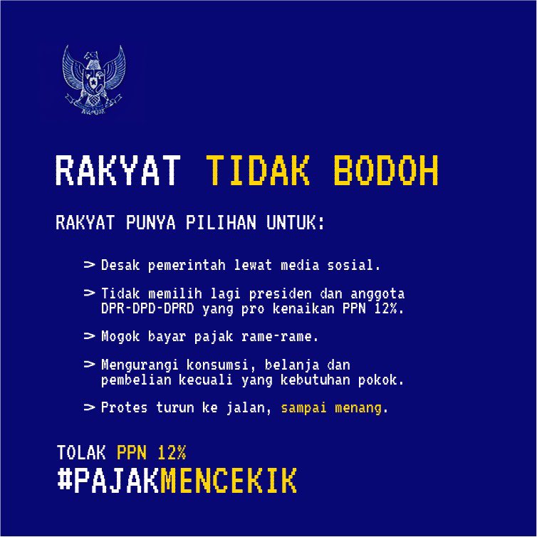 TOLAK KENAIKAN PAJAK!!

#PajakMencekik
#TolakPPN12Persen