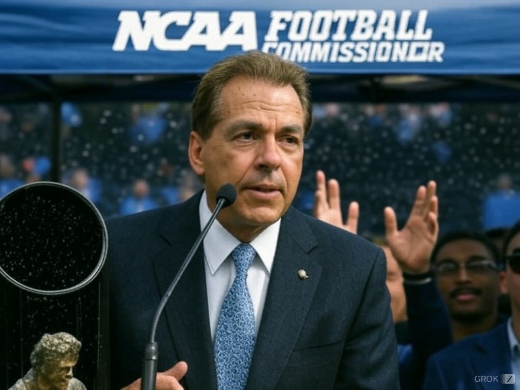 sabanfaux's tweet photo. "Should Nick Saban be the Commissioner of the NCAA? Let's hear your thoughts, college football fans!
Vote: Nick Saban as the 2025 NCAA Football Commissioner
🏈 #NickSaban #NCAA #CollegeFootball" https://t.co/lPCd8aBNSk