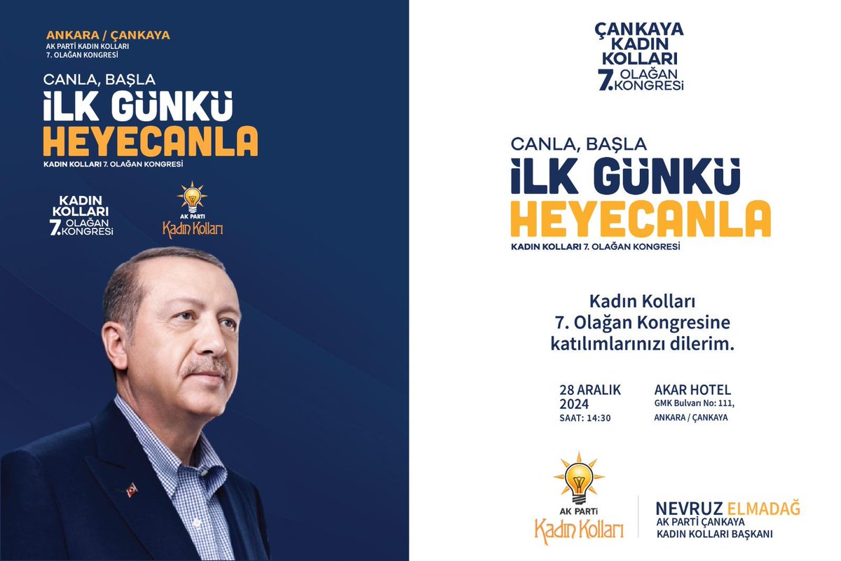 Canla, başla ilk günkü heyecanla kongremize tüm dostlarımızı bekliyoruz. 
<a href="/aysekesir/">Ayşe Keşir 🇹🇷🇹🇷🇹🇷</a> 
<a href="/hakanhanozcan/">Hakan Han ÖZCAN 🇹🇷</a> 
<a href="/hatice_cakmak_/">Hatice Çakmak 🇹🇷</a> 
<a href="/Nevruzelmadag/">Nevruz Elmadağ🇹🇷</a>