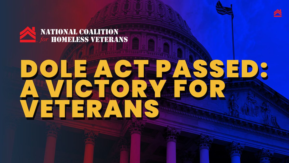 NCHVorg's tweet photo. Yesterday, Congress passed the DOLE Act! 🎉 This bipartisan legislation empowers the VA to provide essentials like hotel stays, transportation, food, and more to support homeless veterans. Thank you, Congress, for this long-overdue action! #DOLEAct #VeteranSupport https://t.co/EocAZprj4G