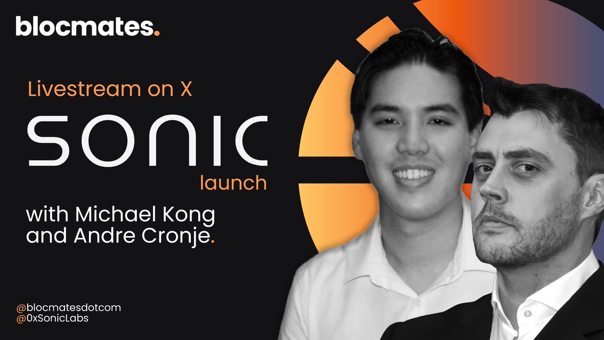 blocmates. (@blocmatesdotcom) on Twitter photo We're jumping on a live stream right now, with <a href="/AndreCronjeTech/">Andre Cronje</a> and <a href="/michaelfkong/">Kong.sonic</a>, discussing the <a href="/SonicLabs/">Sonic Labs</a> launch! π₯
Hosted by <a href="/Grantblocmates/">Grant blocmates</a> we'll be on <a href="/YouTube/">YouTube</a> here very shortly: youtube.com/watch?v=6YVXUMβ¦ We're jumping on a live stream right now, with <a href="/AndreCronjeTech/">Andre Cronje</a> and <a href="/michaelfkong/">Kong.sonic</a>, discussing the <a href="/SonicLabs/">Sonic Labs</a> launch! π₯
Hosted by <a href="/Grantblocmates/">Grant blocmates</a> we'll be on <a href="/YouTube/">YouTube</a> here very shortly: youtube.com/watch?v=6YVXUMβ¦