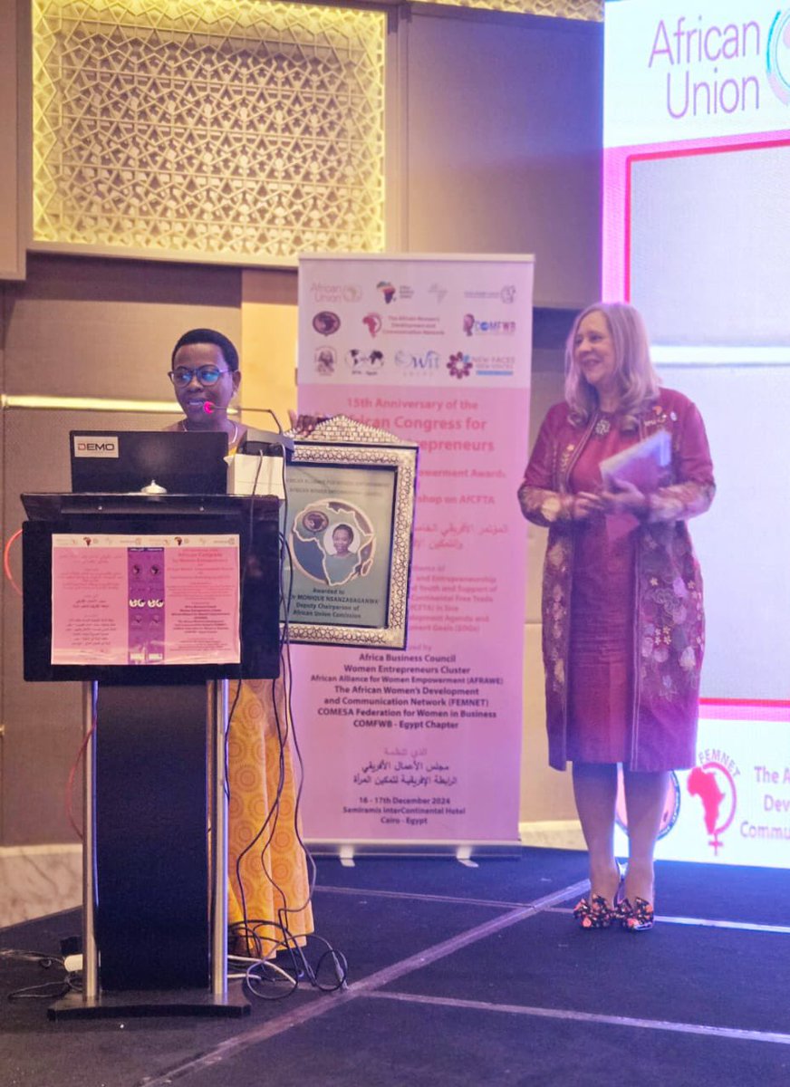 I am deeply honored to have received the African Women Empowerment Award by the African Alliance for Women Empowerment #AFRAWE at the 15th African Congress for Women Entrepreneurs in Cairo, Egypt. It is a privilege to be recognized for work that is close to my heart.

I dedicate
