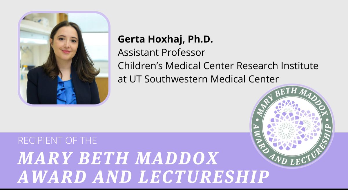 TAMESTX's tweet photo. TAMEST is pleased to announce Gerta Hoxhaj, Ph.D., @CRI_UTSW, as the recipient of the 2025 Mary Beth Maddox Award and Lectureship for her work in cancer metabolism and revealing new mechanisms crucial for the growth and survival of cancer cells: https://t.co/xEtXc6pqyM https://t.co/OpUgggp6UU