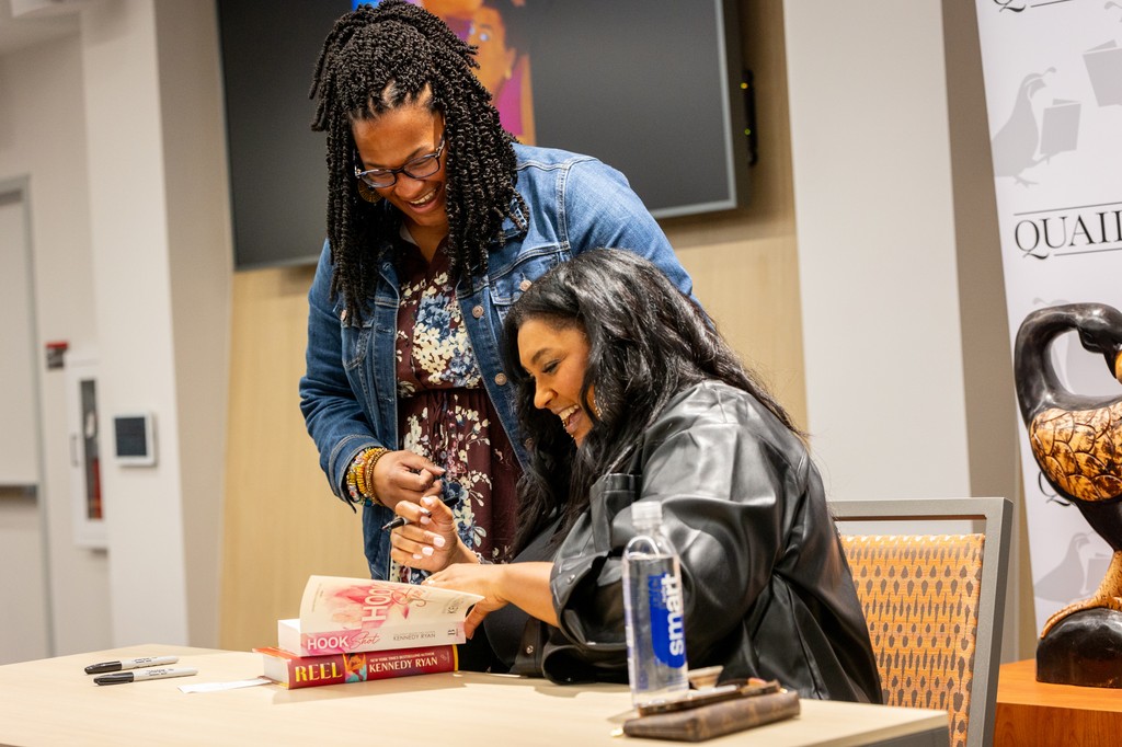 Thank you to Kennedy Ryan for visiting and giving an amazing talk, facilitated by the Director of the AACC, Angela Gay Audre! Ryan talked about the importance of romance as a genre, the importance friendships play in her novels and her emphasis around Black men healing.