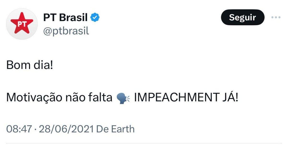 Bom dia! Realmente, motivação não falta. #ForaLula