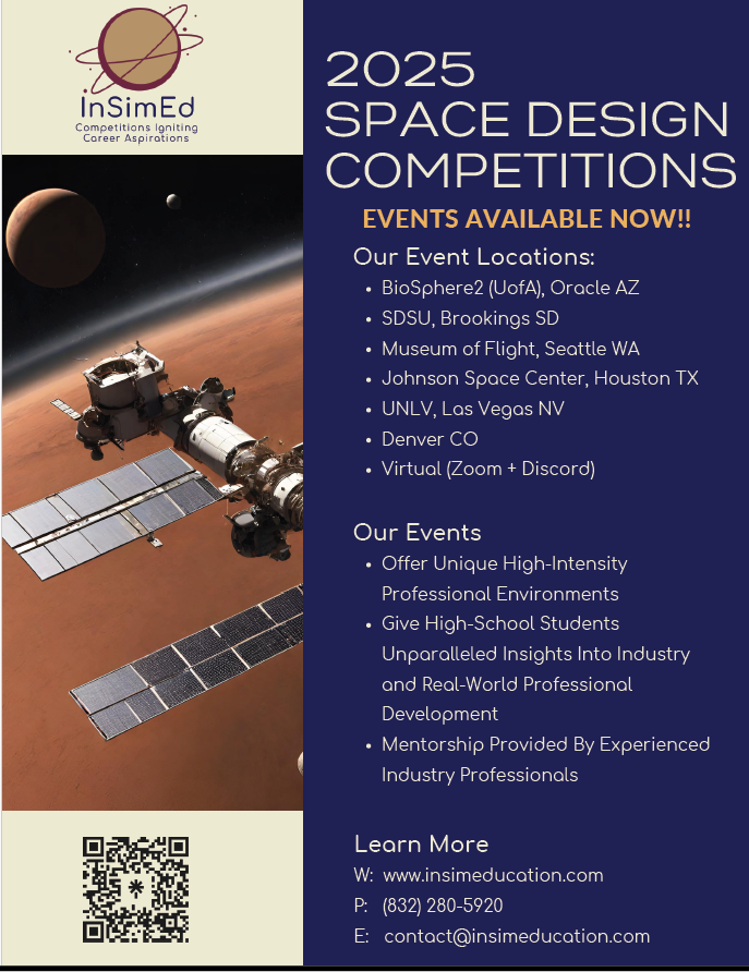 InSimEducation's tweet image. Educators and students:  Find a Space Settlement Design Competition happening near you and register today!  #NASA #STEM