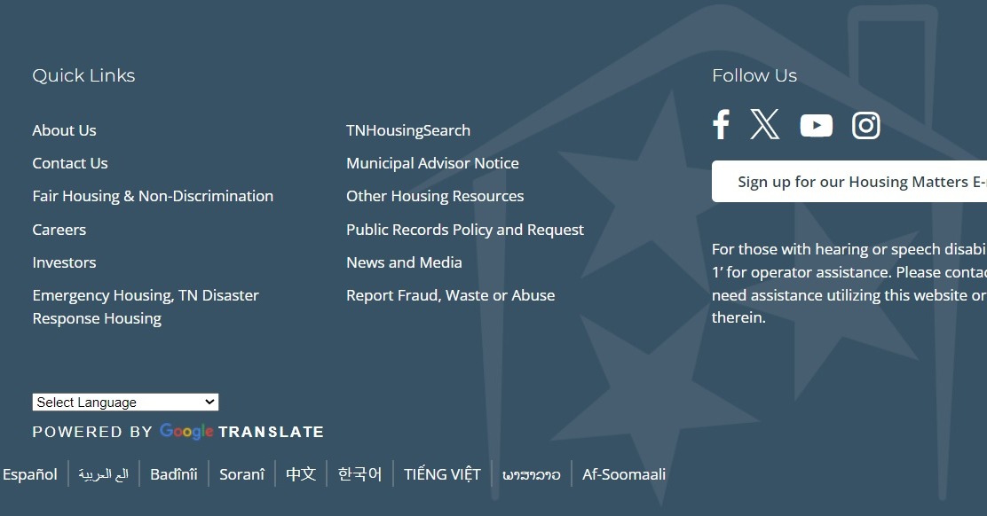 This #websitewednesday we wanted to draw your attention to the very bottom of our main page. Here you can find link to apply to work at THDA, financial reports, how to do a public records request, read our most recent press releases, and find additional helpful housing resources!