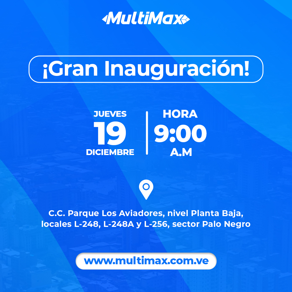DaggaNasar's tweet image. Estamos listos para recibirte en una nueva tienda, con más de 3000 m2 de exhibición y para vivir la mejor Experiencia MultiMax 💙🙌

📍 C.C. Parque Los Aviadores, nivel Planta Baja, locales L-248, L-248A y L-256, sector Palo Negro

#Aragua #Maracay #MultiMax #MultiMaxAtuLado